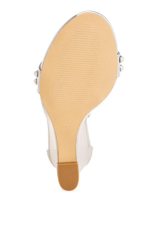 Jumera Metallic Pearl Embellished Wedges - Tigbul's Variety Fashion Shop