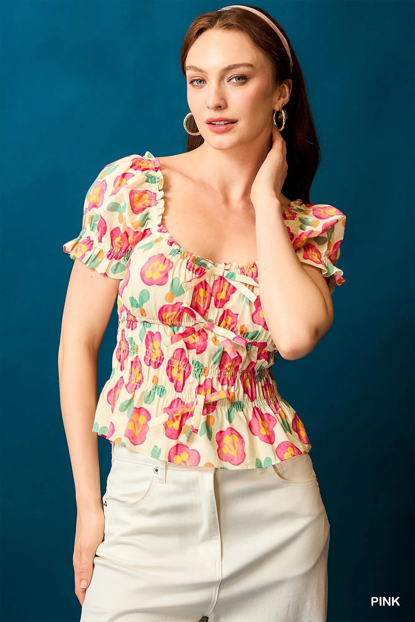 Umgee Floral Smocked Peplum Blouse - Tigbul's Variety Fashion Shop
