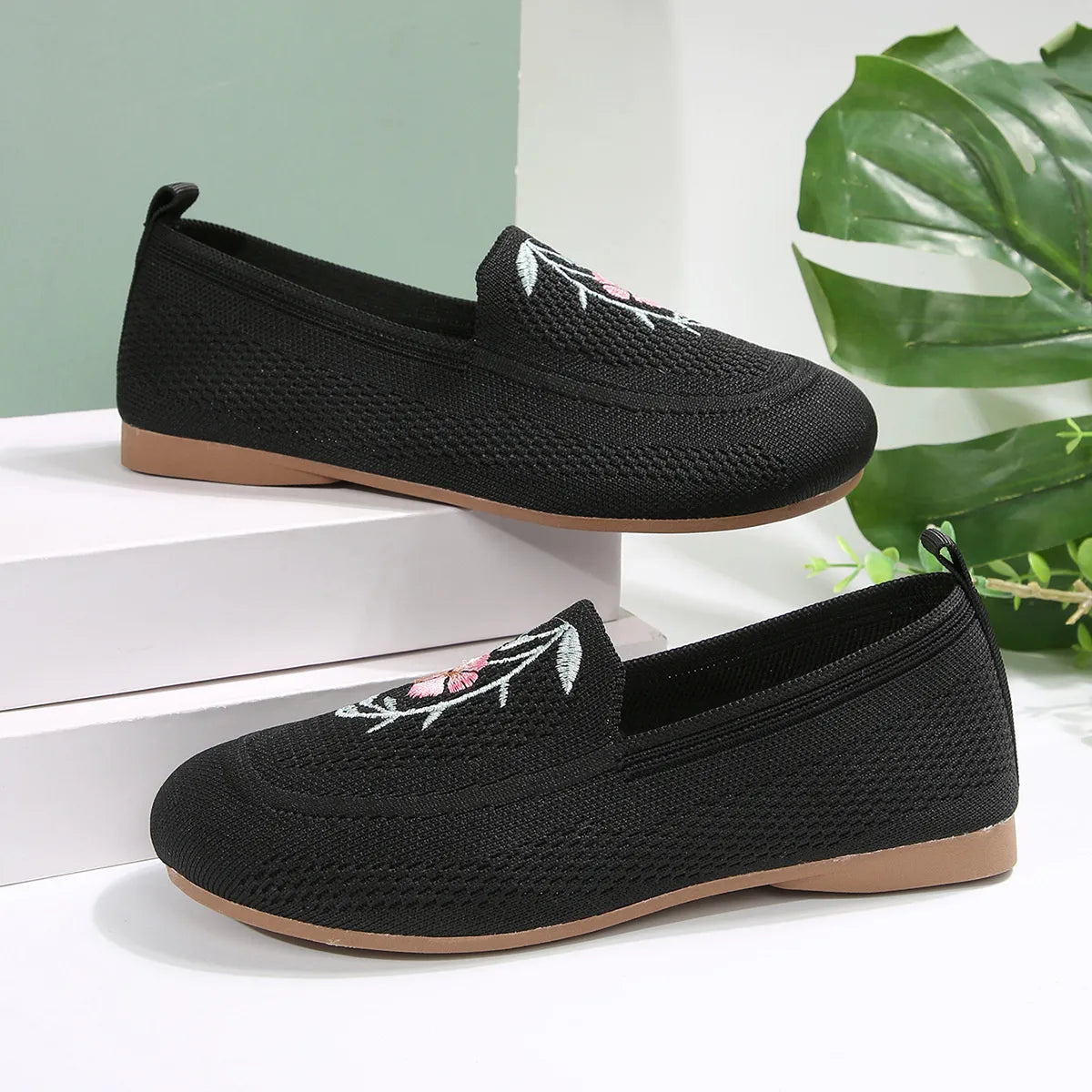 Embroidered Mesh Slip-Ons - Tigbul's Variety Fashion Shop
