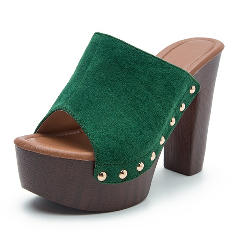 Brand Summer Slippers Women High Heels Shoes Female Fashion Platform Shoes Outside Women Slippers Pumps Rivet Mules Shoes - Tigbul's Variety Fashion Shop
