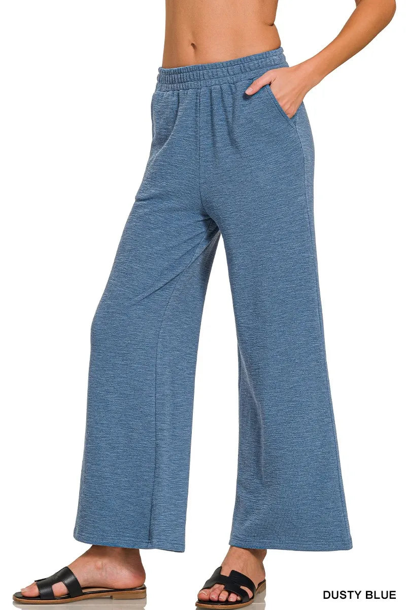 Zenana Cotton Slub Wide Leg Pants - Tigbul's Variety Fashion Shop