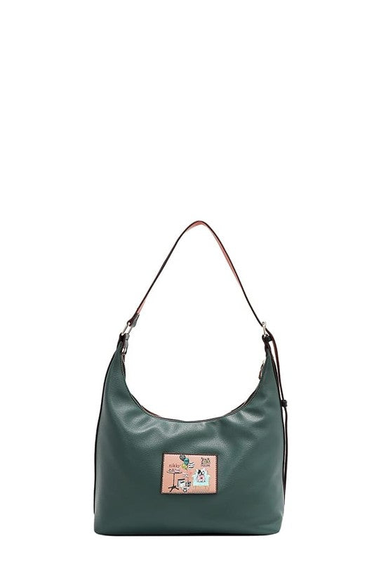 Nicole Lee USA Party King Shoulder Bag with 2 Accessory Pockets Front - Tigbul's Variety Fashion Shop