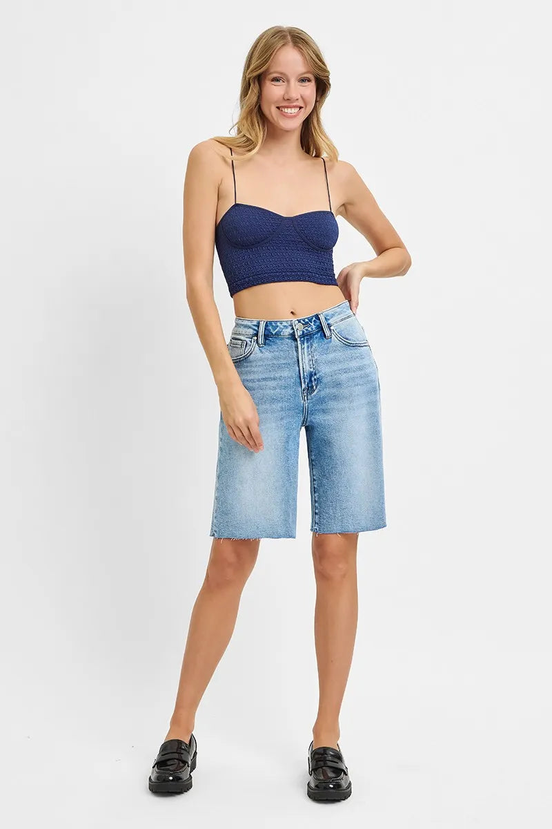 RISEN High Rise Bermuda Denim Shorts - Tigbul's Variety Fashion Shop