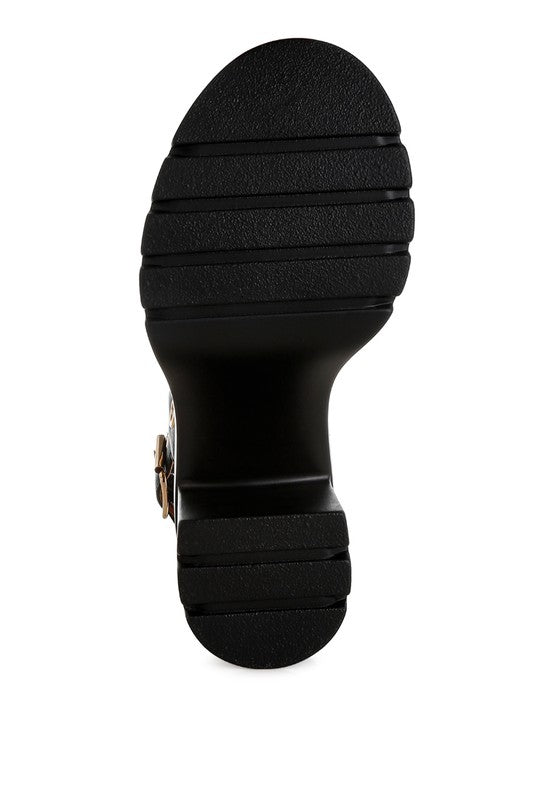 Urla Eyelet Detail Platform Heel Sandals - Tigbul's Variety Fashion Shop