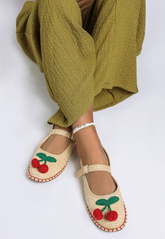 Brunch Date Cherry Accent Mary Jane Flats - Tigbul's Variety Fashion Shop