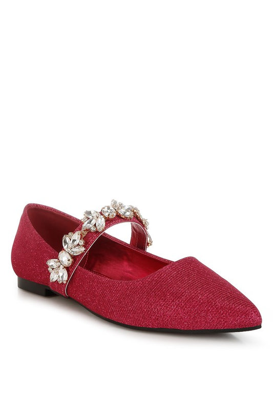 Flavia Diamante Brooch Glitter Ballerinas - Tigbul's Variety Fashion Shop