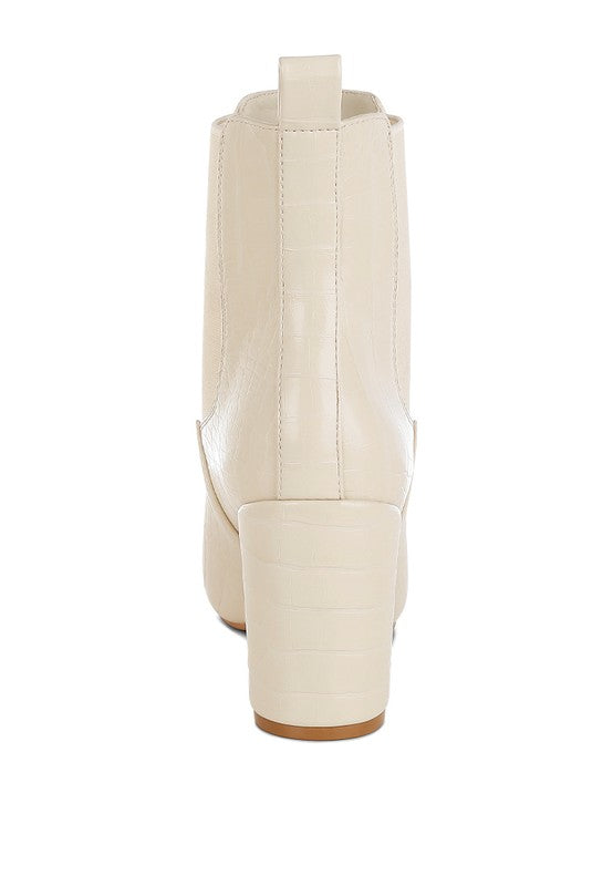 Babbel Faux Leather Block Heel Ankle Boots - Tigbul's Variety Fashion Shop