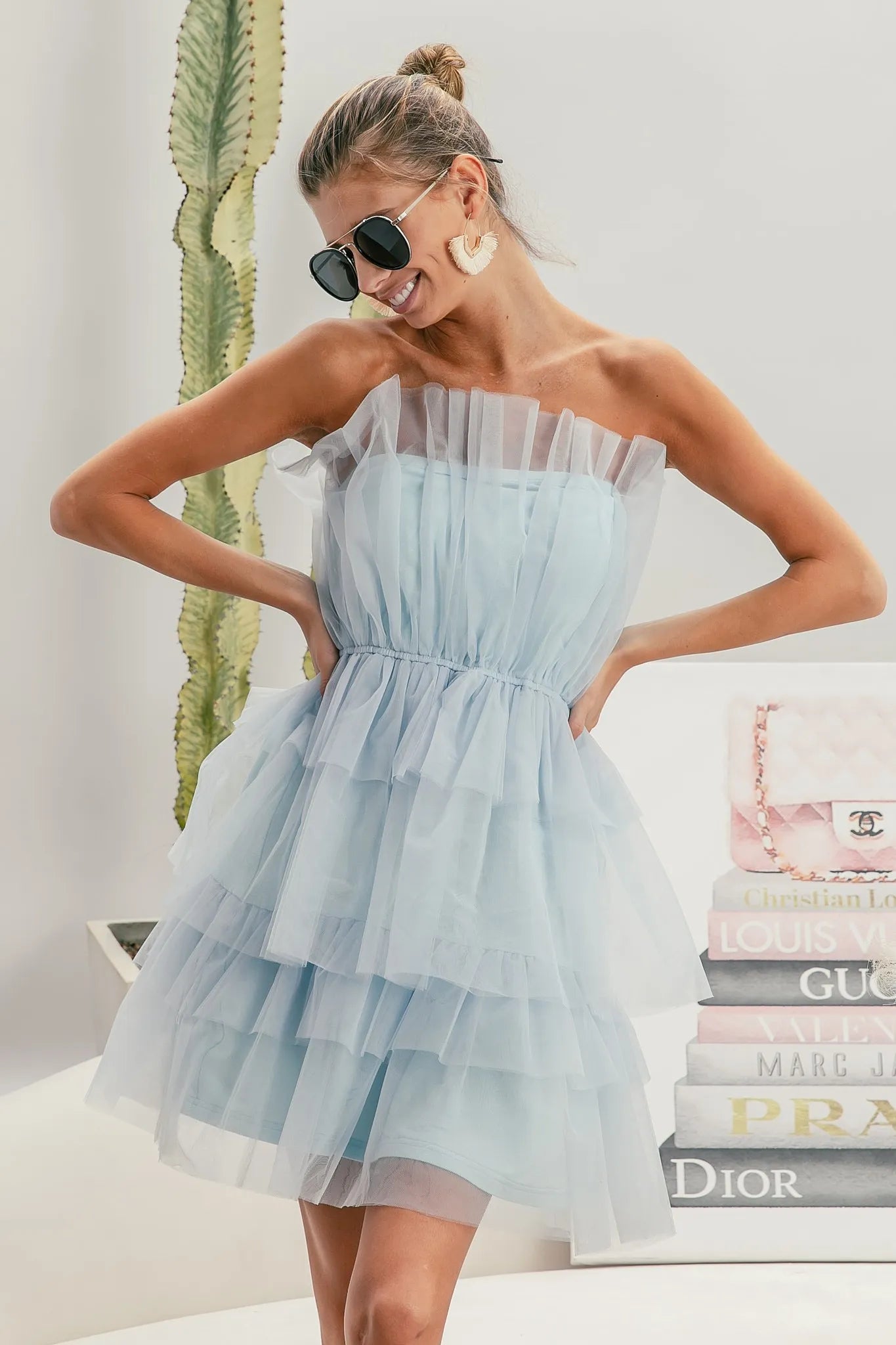 BiBi Sleeveless Layered Organza Dress - Tigbul's Variety Fashion Shop