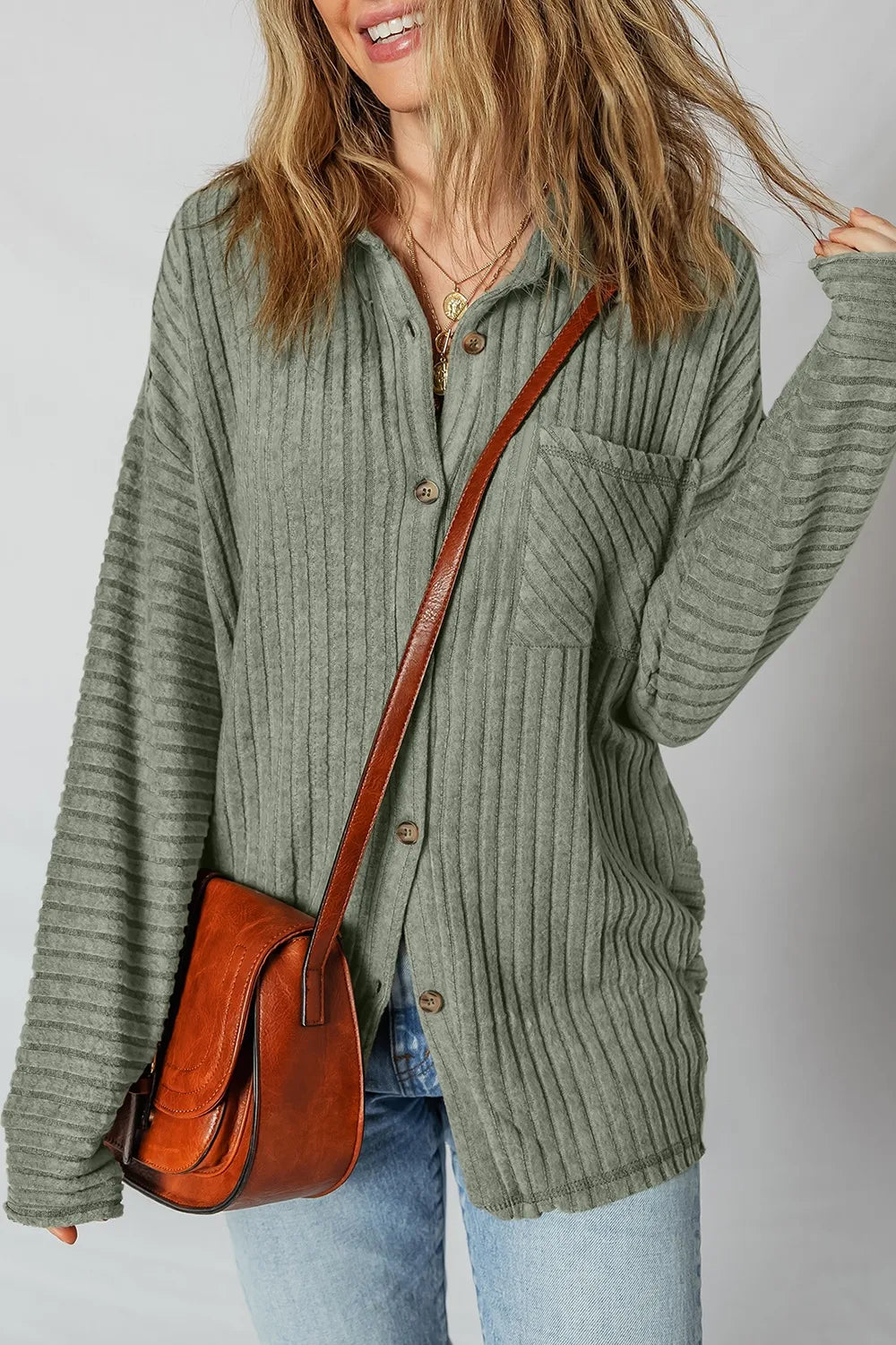 Ribbed Knit Button-Up Cardigan - Tigbul's Variety Fashion Shop
