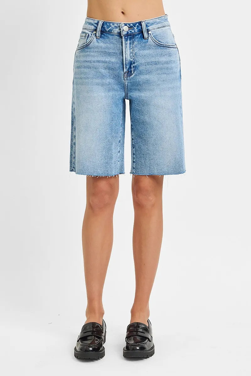 RISEN High Rise Bermuda Denim Shorts - Tigbul's Variety Fashion Shop