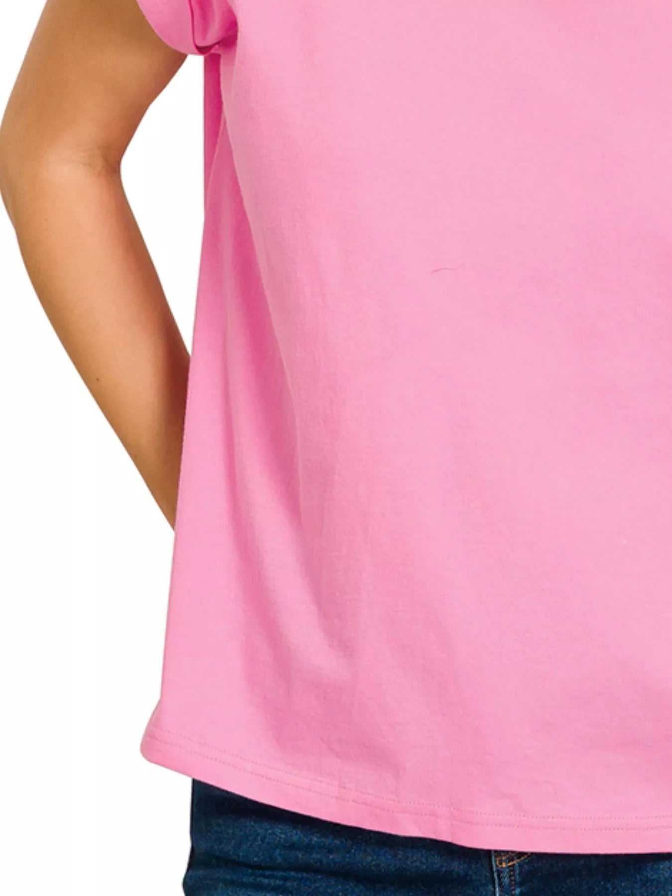 Zenana Round Neck Folded Short Sleeve T-Shirt - Tigbul's Variety Fashion Shop