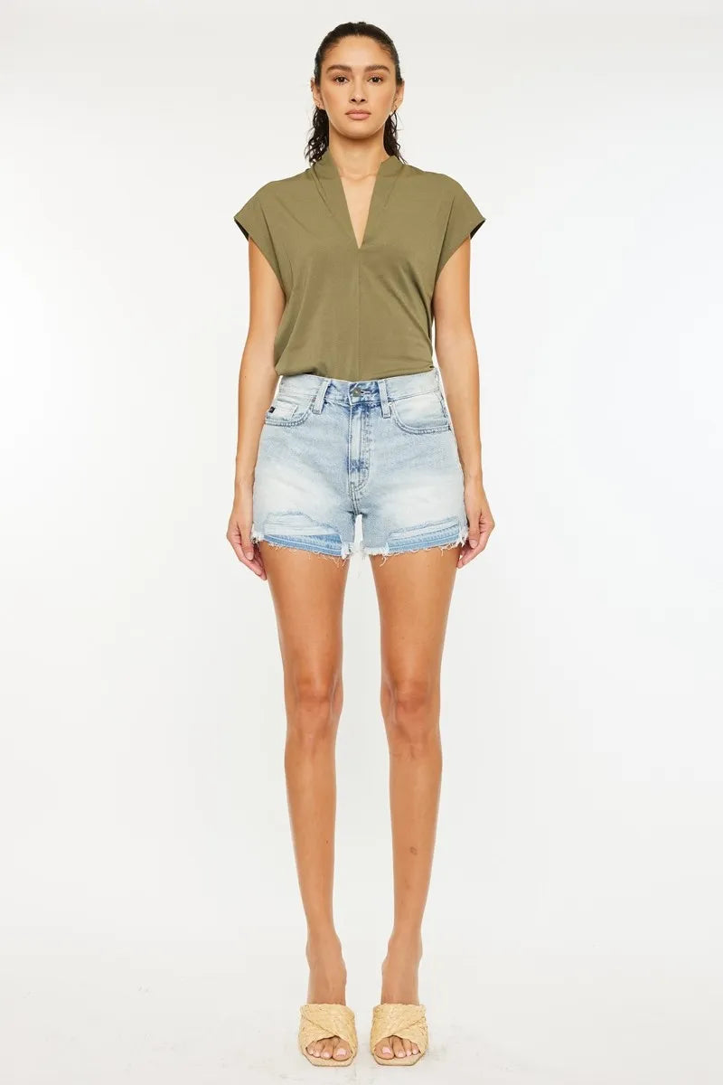 Kancan High Rise Raw Hem Denim Shorts - Tigbul's Variety Fashion Shop