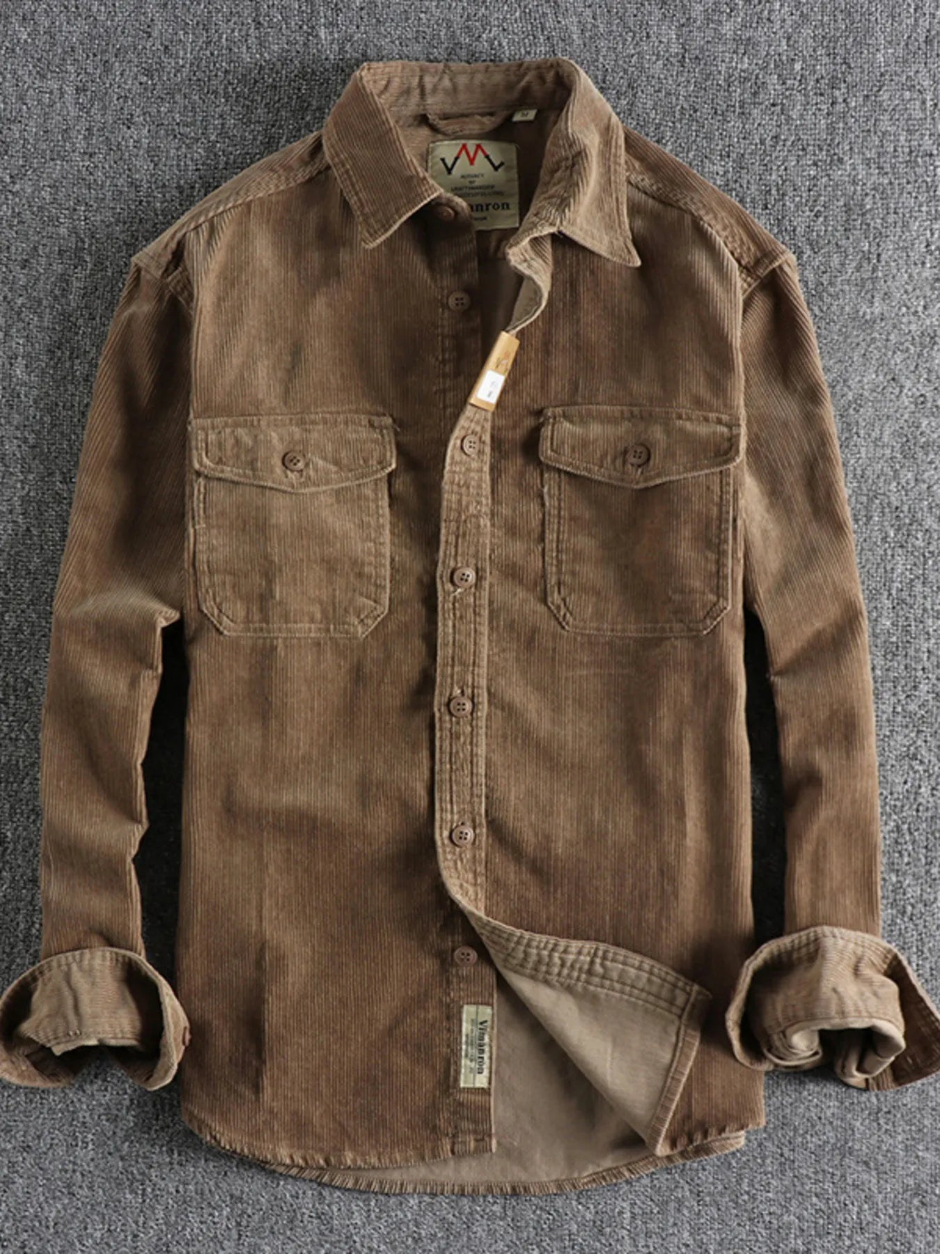 Men's Plus Size Corduroy Long Sleeve Button Up Shirt - Tigbul's Variety Fashion Shop