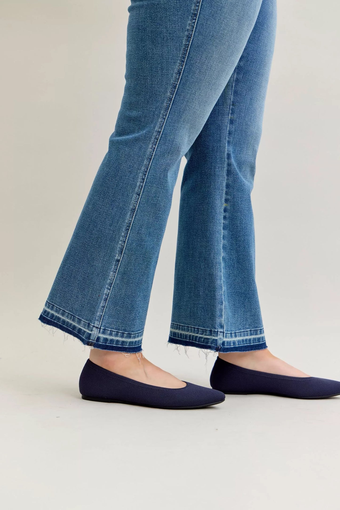 Judy Blue Full Size Mid Rise Slim Bootcut Tummy Control Release Hem Jeans Plus Size - Tigbul's Variety Fashion Shop