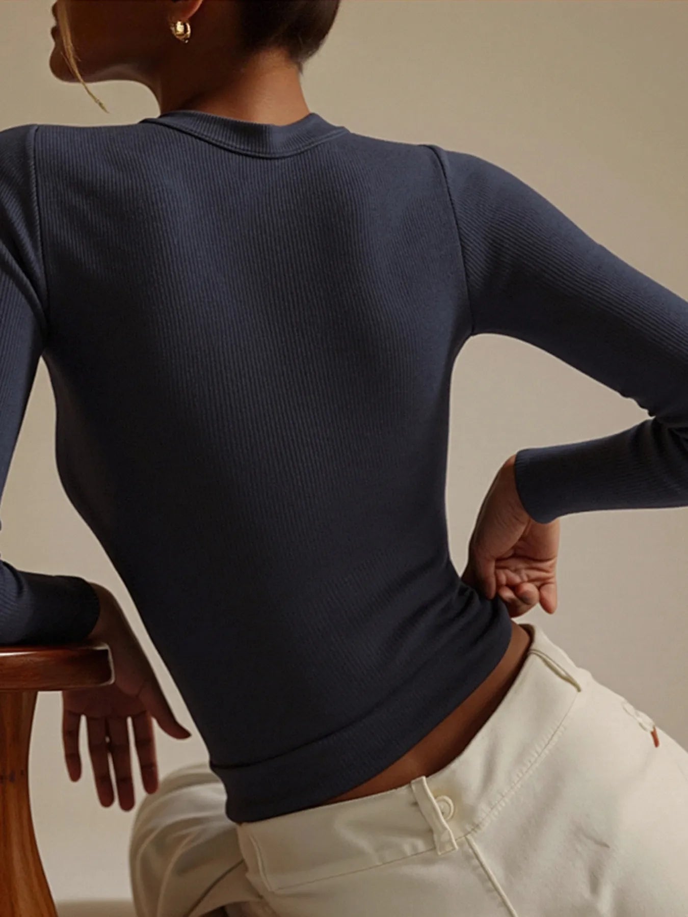 Square Neck Long Sleeve T-Shirt - Tigbul's Variety Fashion Shop