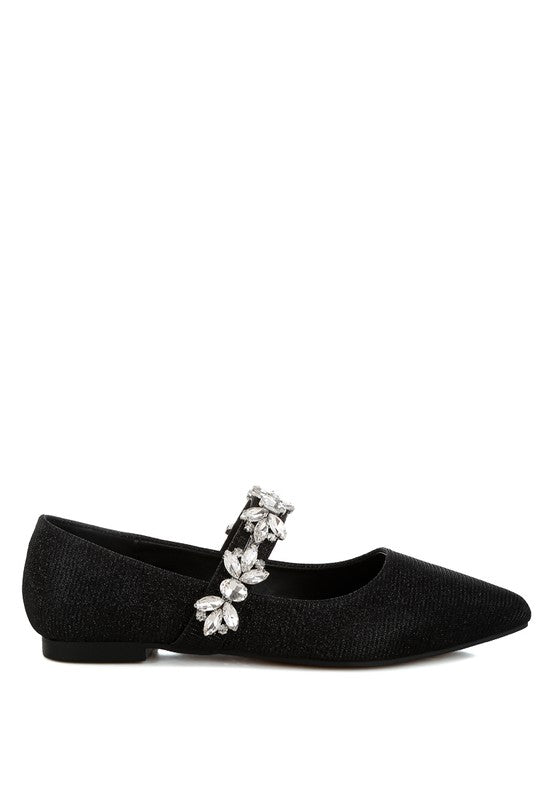 Flavia Diamante Brooch Glitter Ballerinas - Tigbul's Variety Fashion Shop