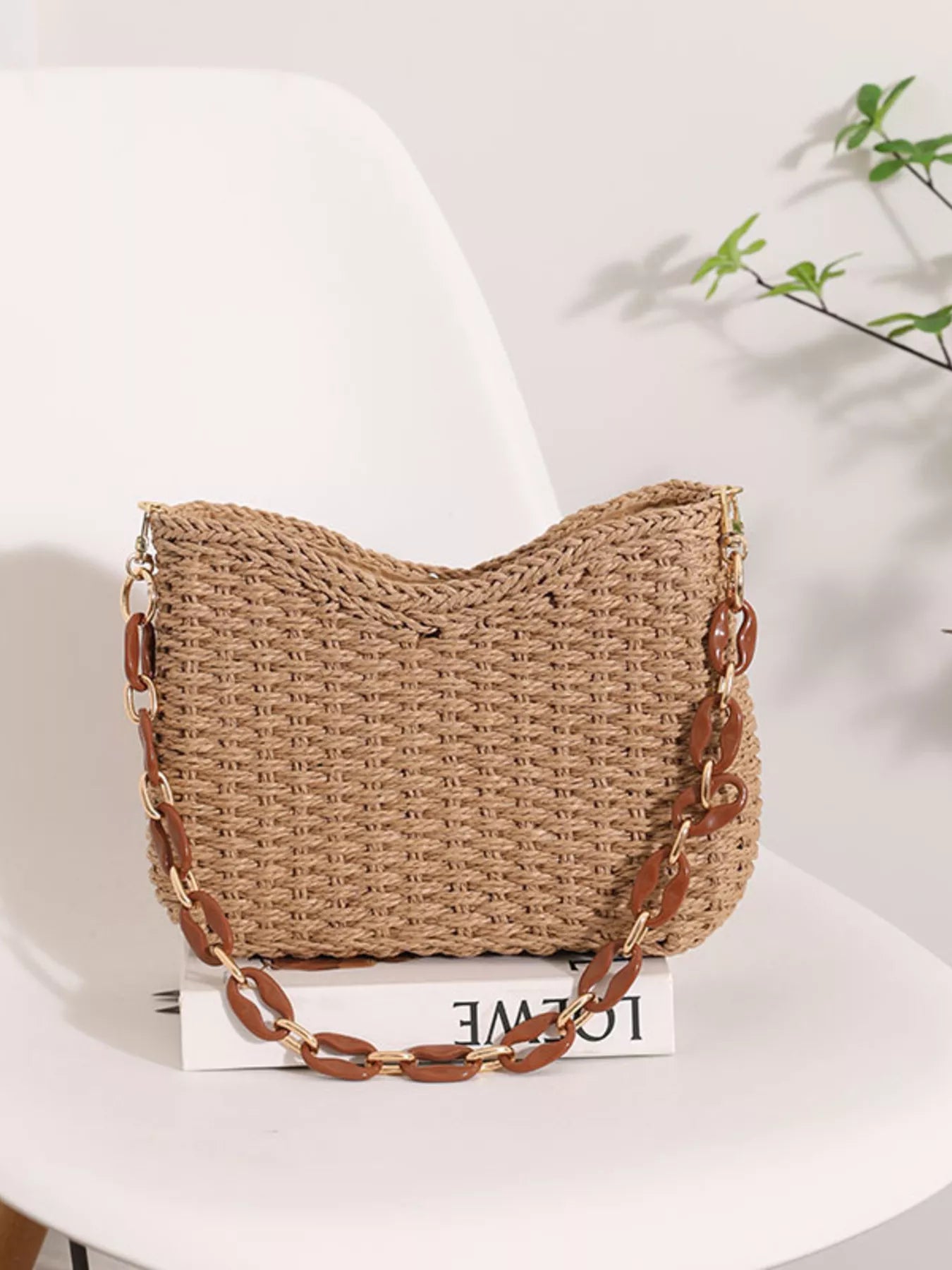 Woven Straw Shoulder Bag - Tigbul's Variety Fashion Shop