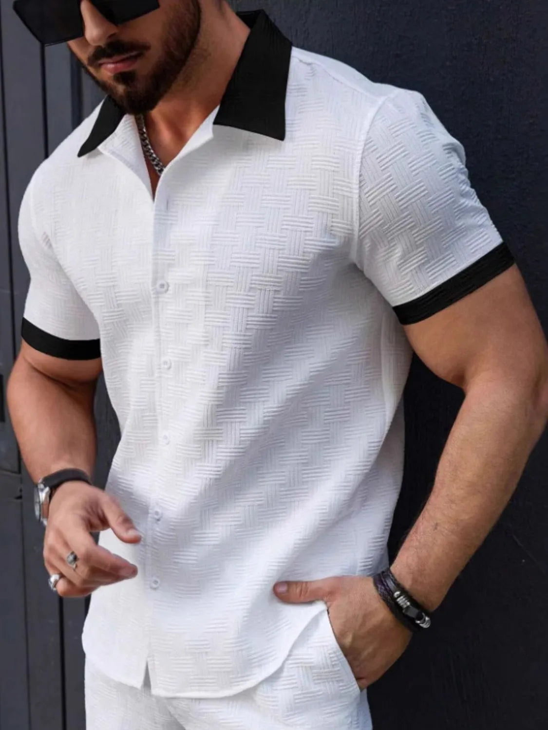 Men's Button Up Short Sleeve Shirt - Tigbul's Variety Fashion Shop