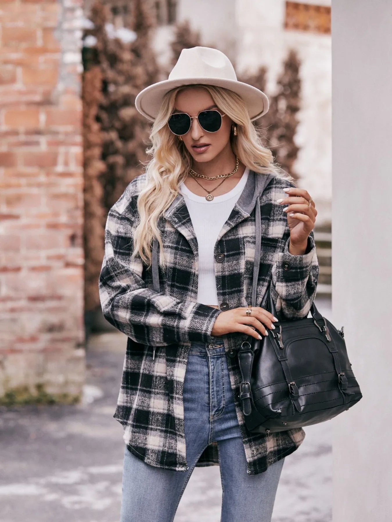 Oversized Plaid Button Up Shacket - Tigbul's Variety Fashion Shop