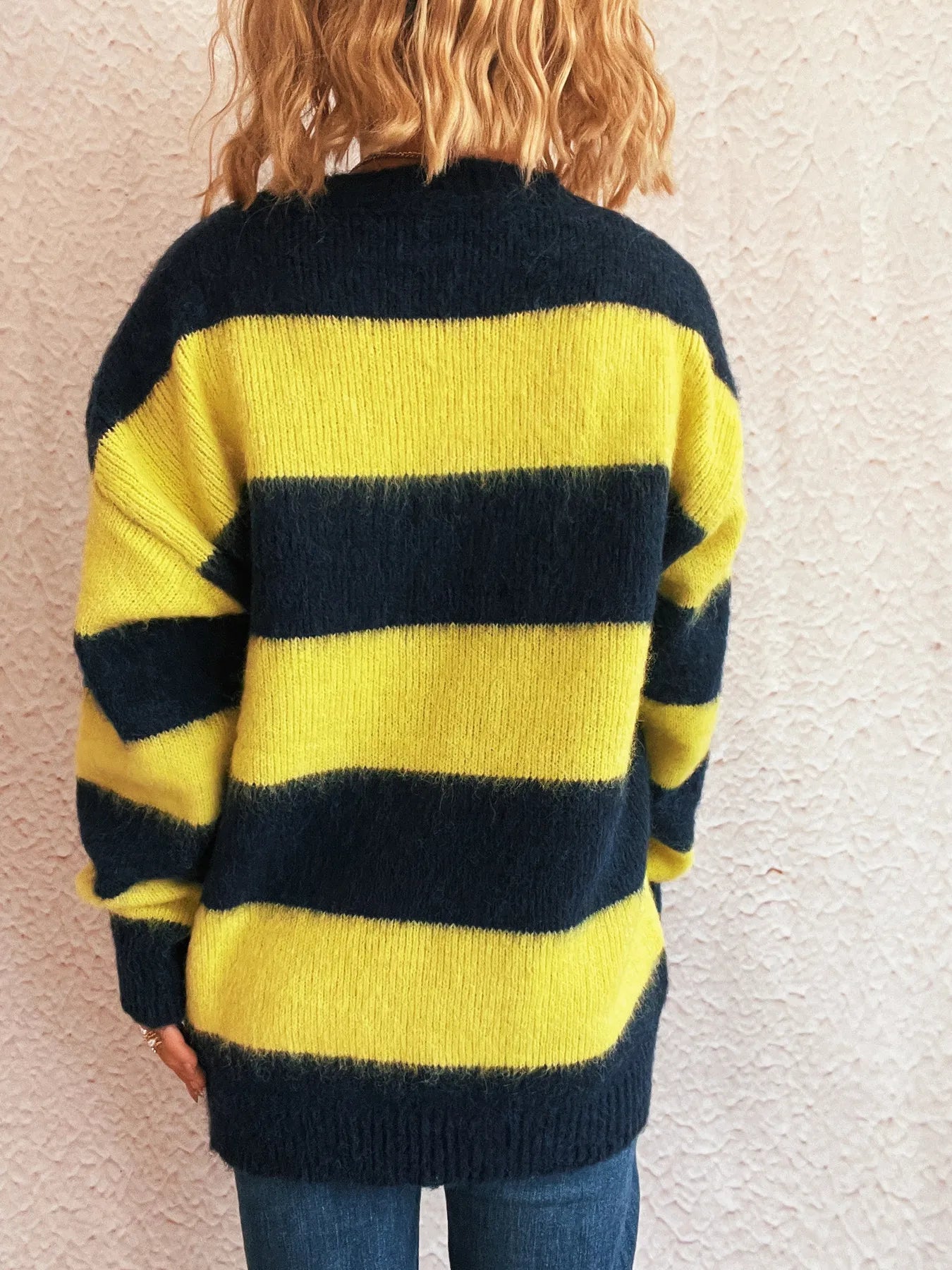 Striped Contrast Long Sleeve Sweater - Tigbul's Variety Fashion Shop