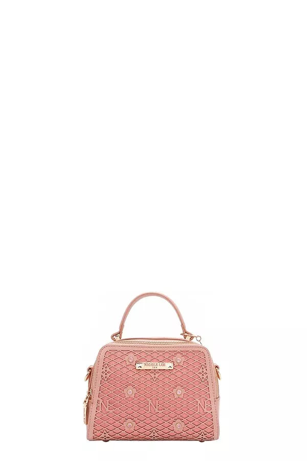 Nicole Lee USA Vegan Geometric Pattern Structured Handbag - Tigbul's Variety Fashion Shop
