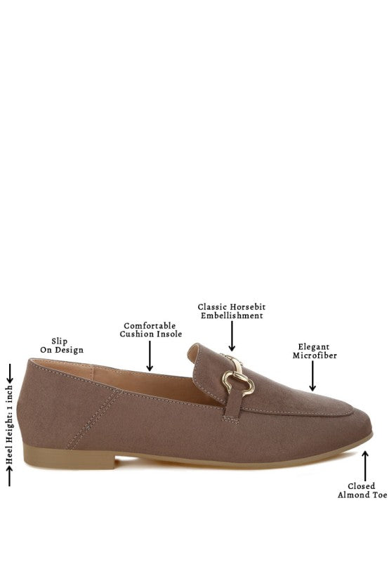 Noltas Horsebit Embellished Flat Loafers - Tigbul's Variety Fashion Shop