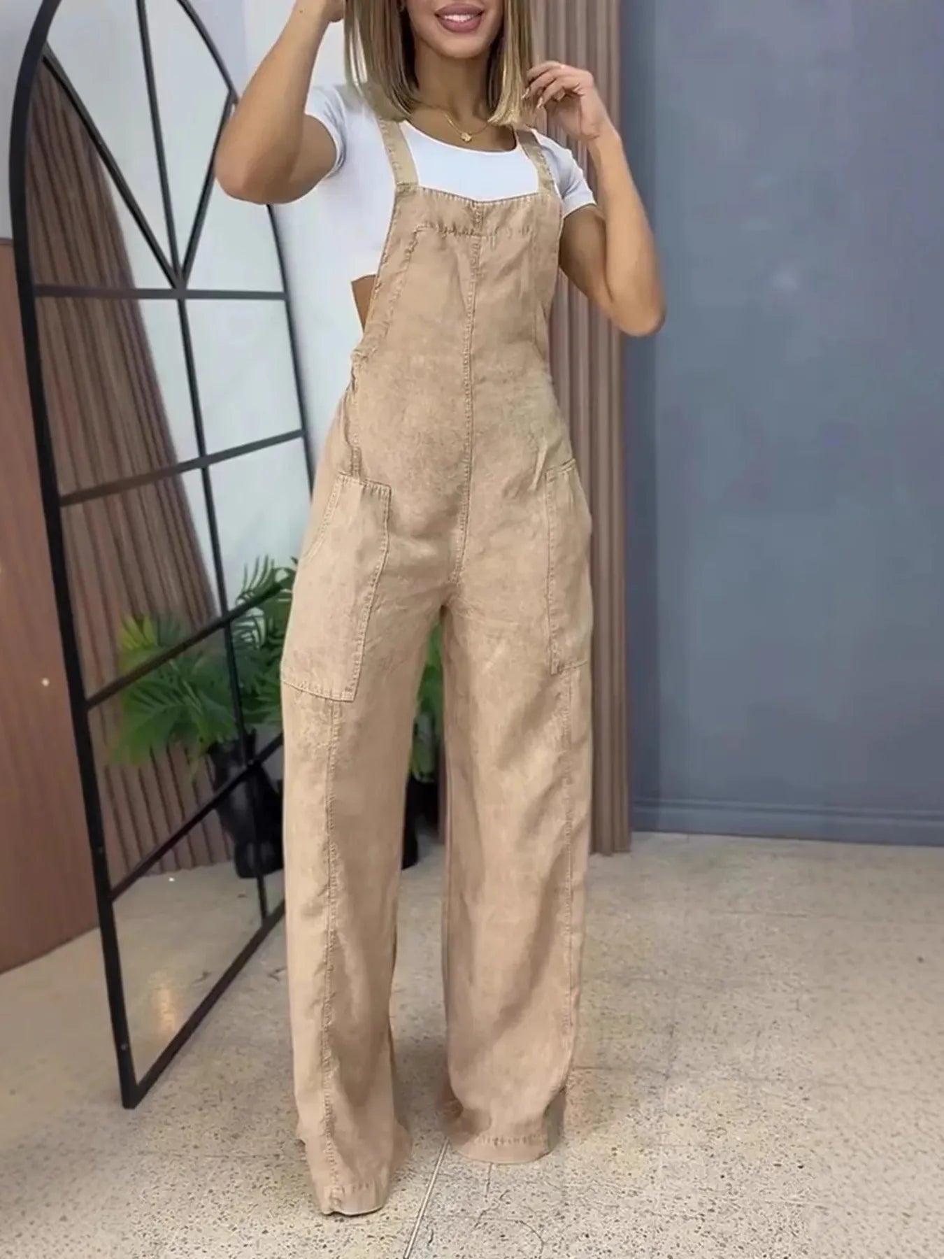 Full Size Wide Leg Washed Denim Overalls Plus Size - Tigbul's Variety Fashion Shop