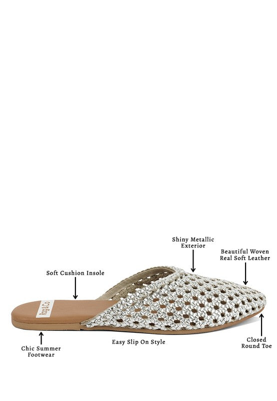Wendigo Woven Real Leather Mules - Tigbul's Variety Fashion Shop