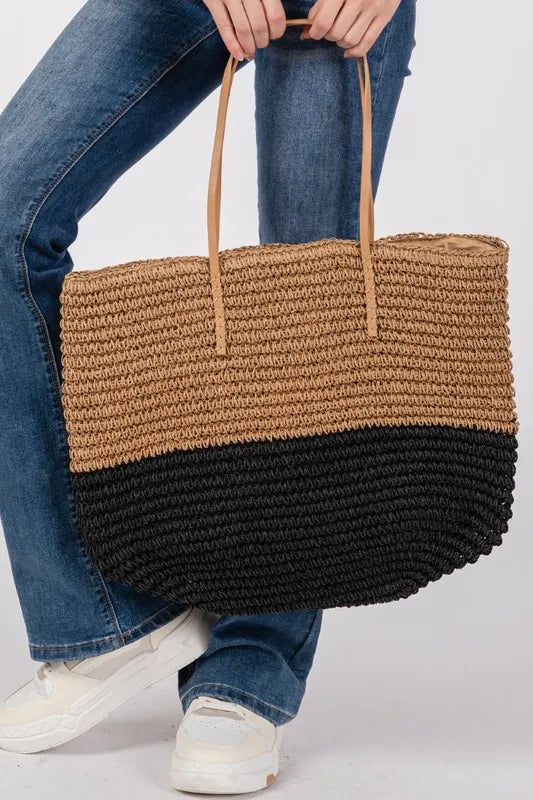 Straw Braided Beach Tote Bag - Tigbul's Variety Fashion Shop
