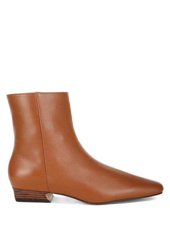Obita Flared Heel Genuine Leather Boots - Tigbul's Variety Fashion Shop