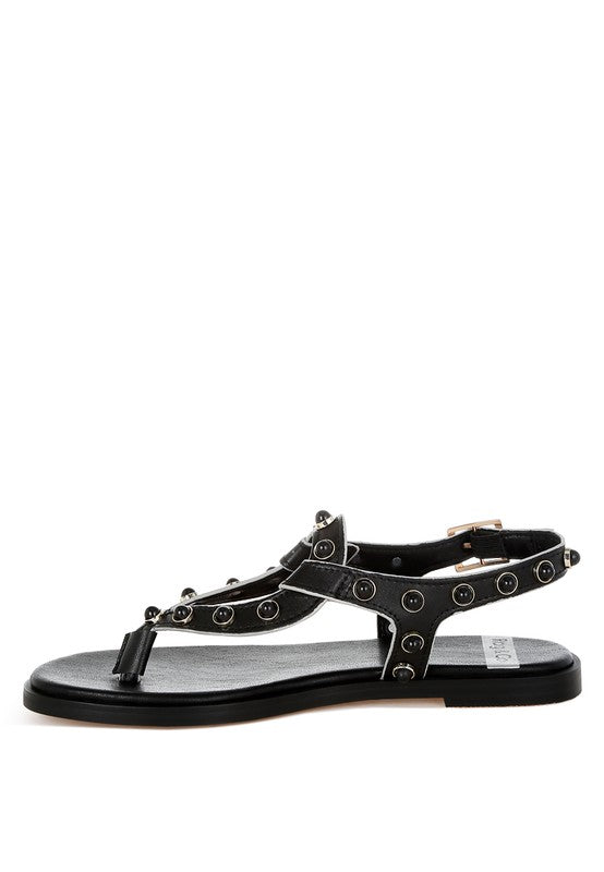 Avens Pearl Rivet Studded Flats - Tigbul's Variety Fashion Shop