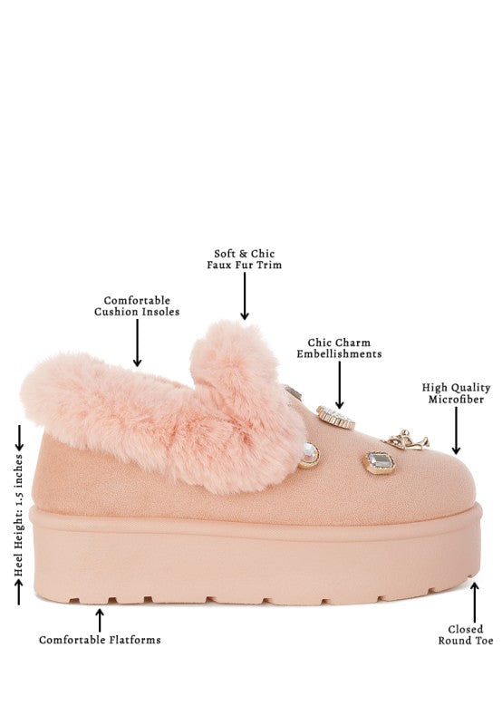 Zeta Charm Detail Slip On Snow Boots - Tigbul's Variety Fashion Shop