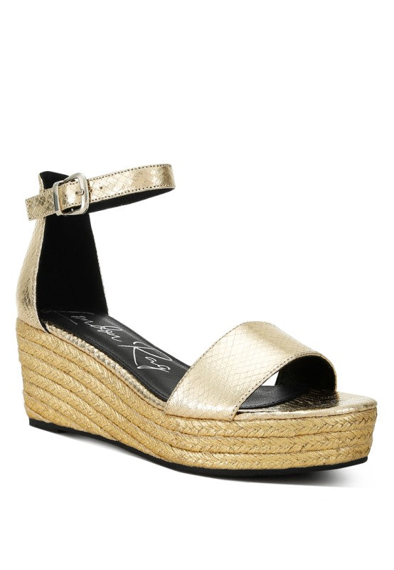 Utah Faux Leather Snake Wedge Espadrilles - Tigbul's Variety Fashion Shop