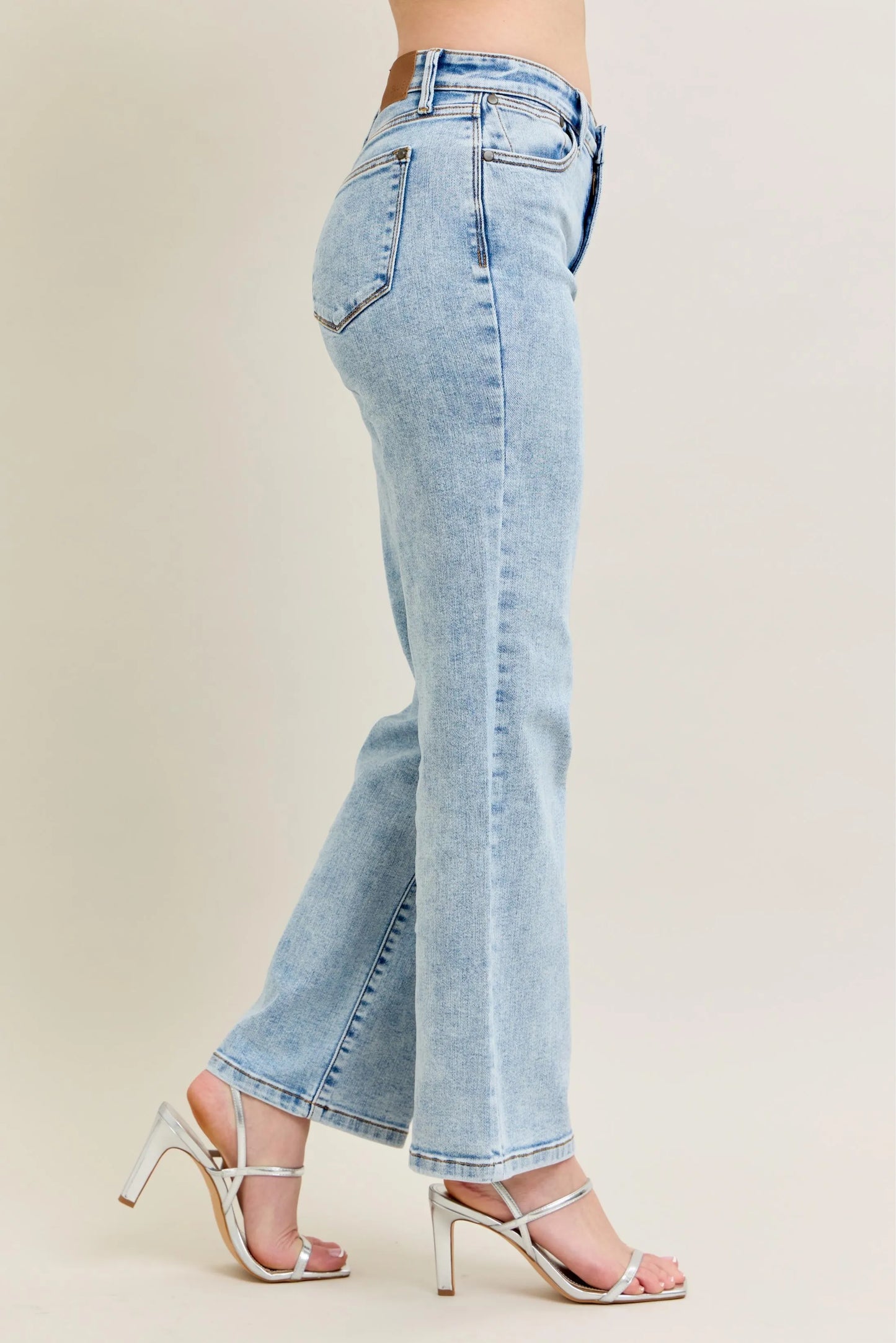 Judy Blue Full Size High Waist Stone Wash Straight Jeans Plus Size - Tigbul's Variety Fashion Shop