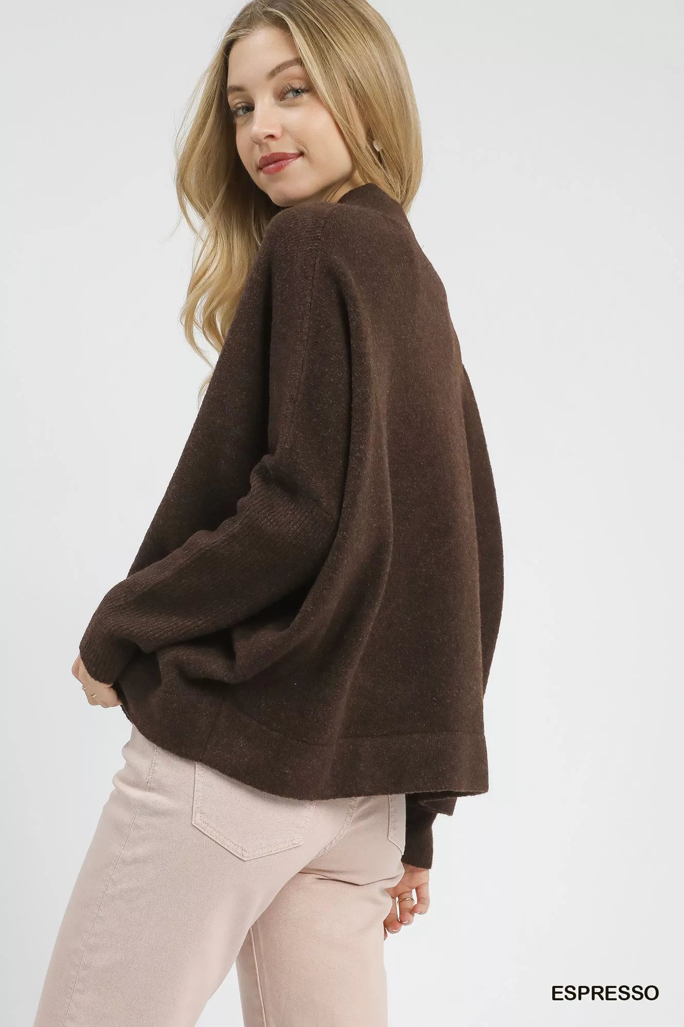 Umgee V-Neck Sweater with Wide Trim Detail - Tigbul's Variety Fashion Shop