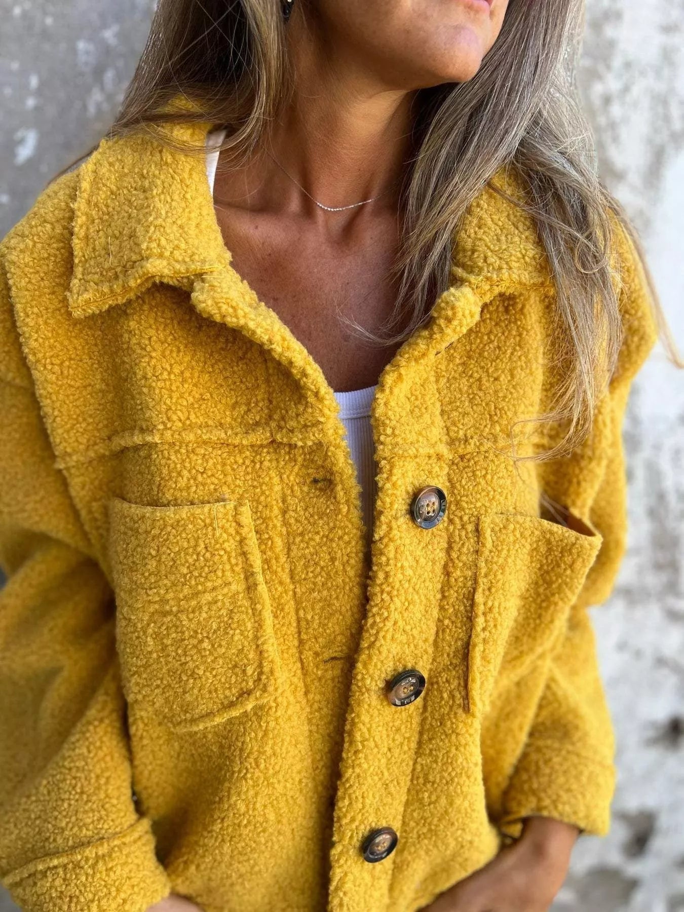 Full Size Single-Breasted Sherpa Shacket Plus Size - Tigbul's Variety Fashion Shop