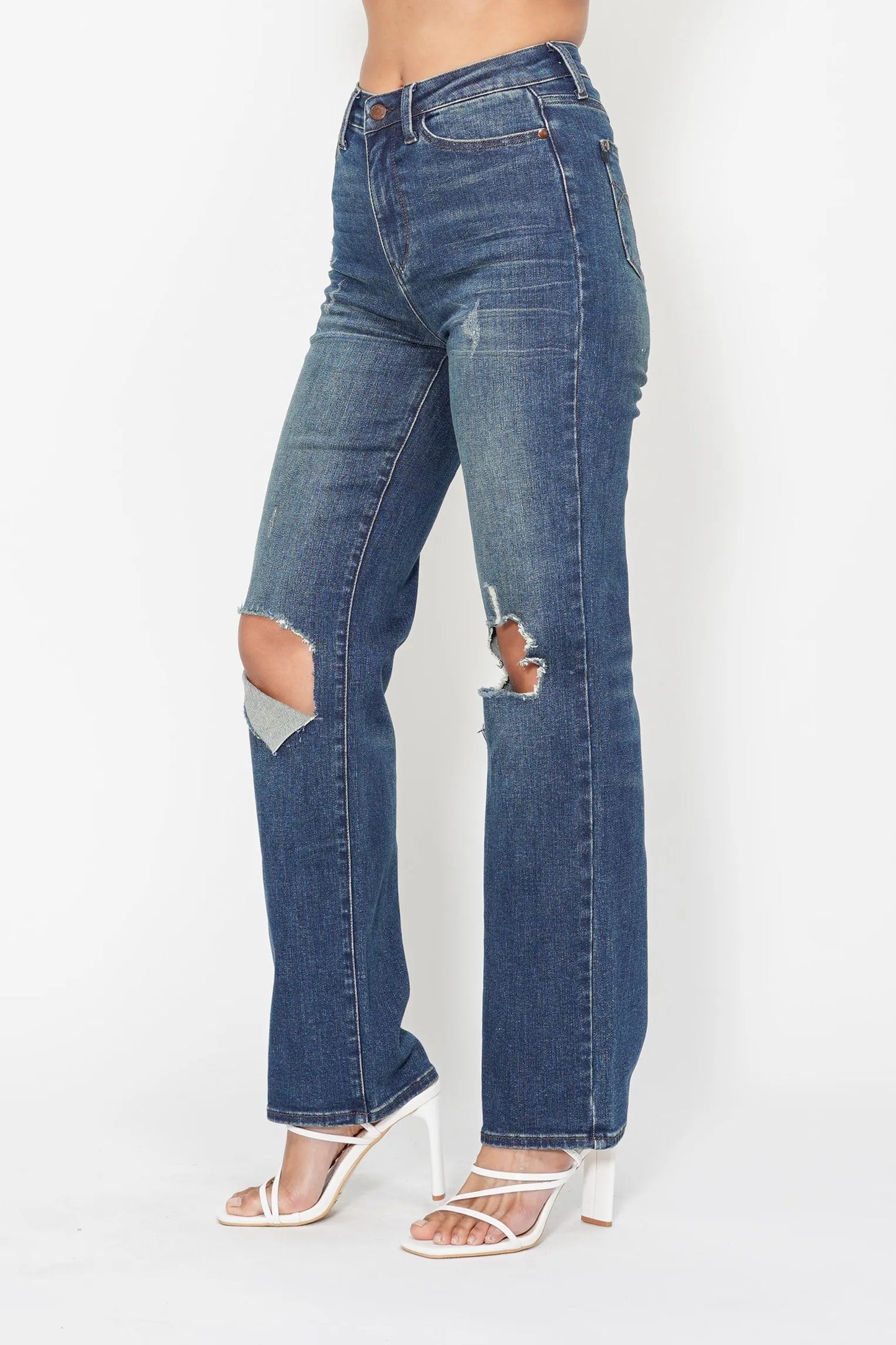 Judy Blue Full Size Hw Ripped Knee Dad Jeans Plus Size - Tigbul's Variety Fashion Shop