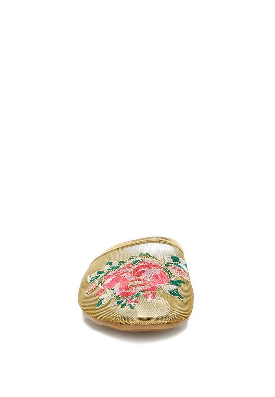 Shara Floral Embroidered Mesh Mules - Tigbul's Variety Fashion Shop