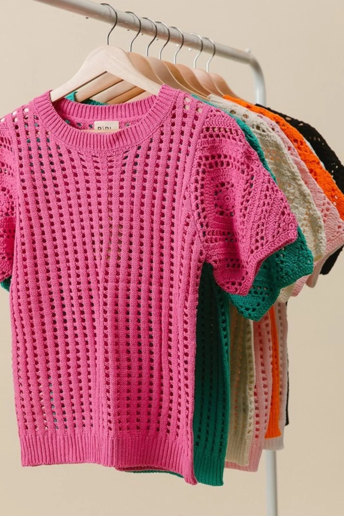 Crochet Lace Fuchsia Top With Puff Sleeves - Tigbul's Variety Fashion Shop