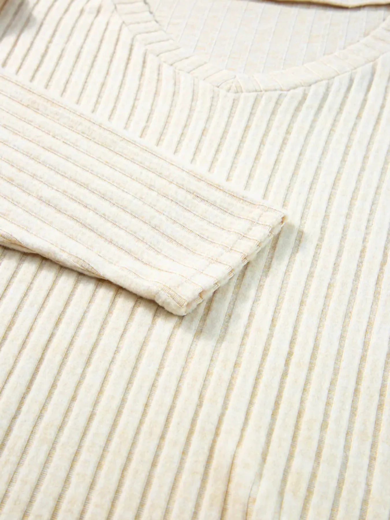 Ribbed Knit V-Neck Top and Pants Lounge Set - Tigbul's Variety Fashion Shop