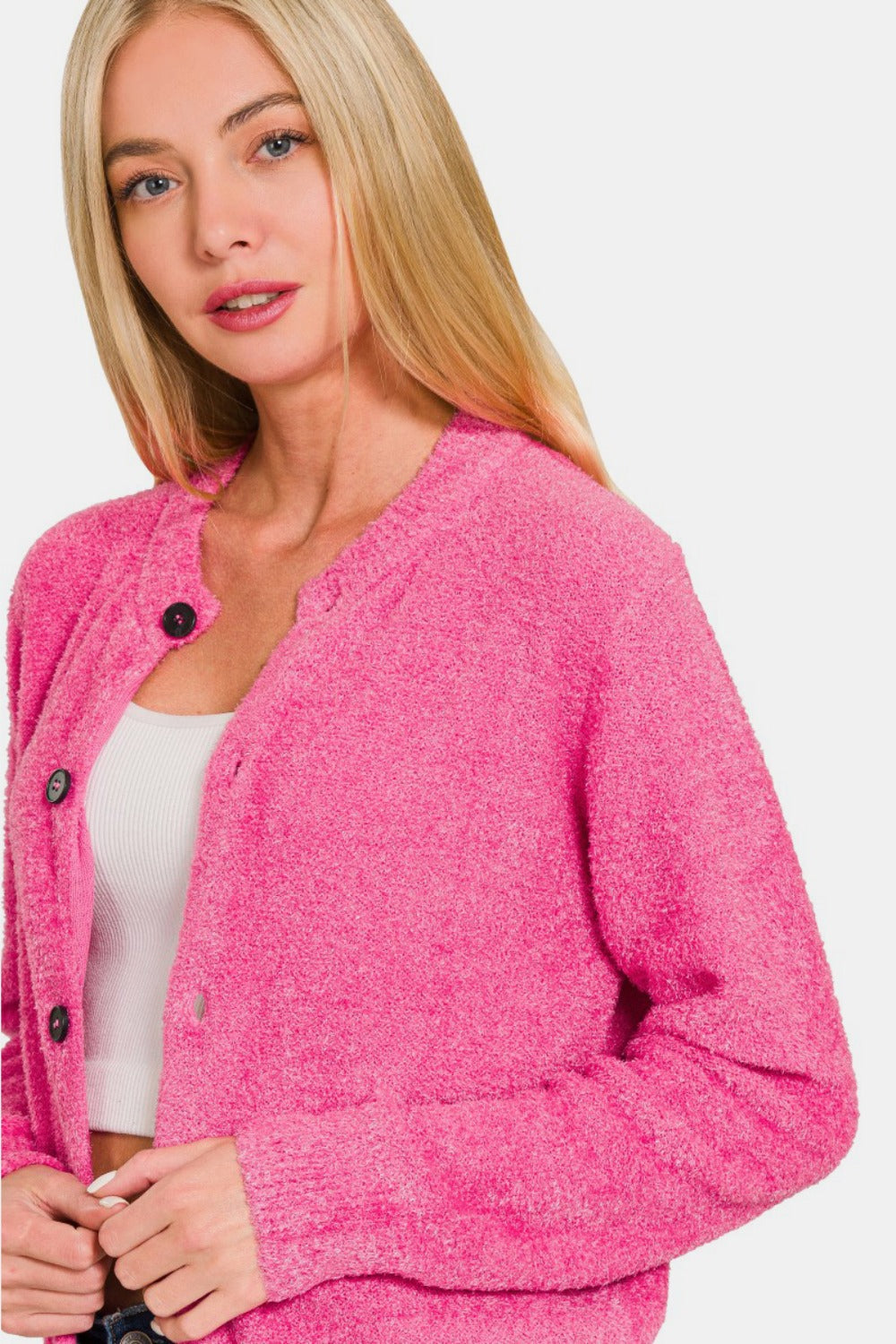 Zenana Button Down Long Sleeve Sweater Cardigan - Tigbul's Variety Fashion Shop