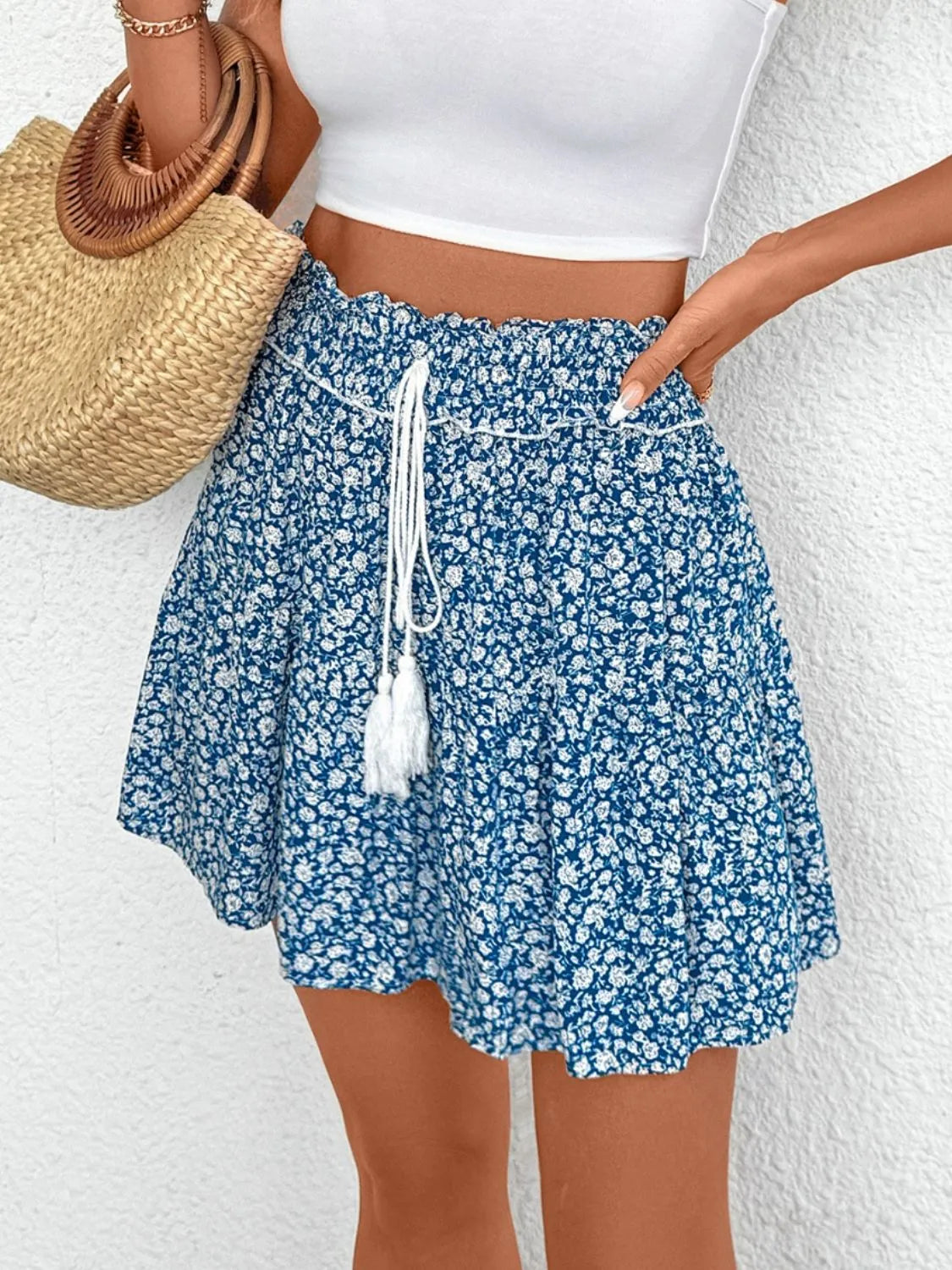 Tassel Floral Mini Skirt - Tigbul's Variety Fashion Shop