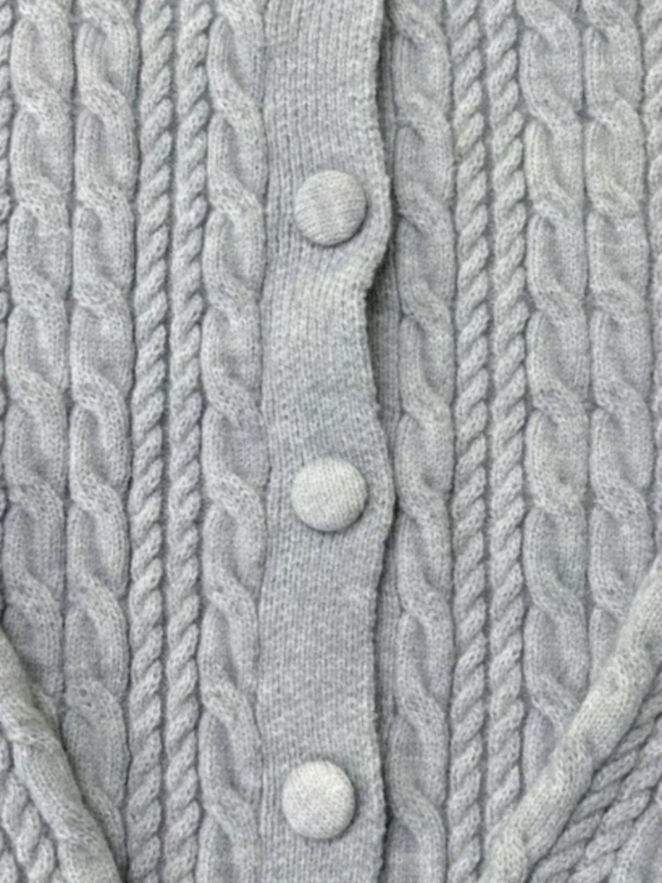 Cable Knit Button-Up Cardigan - Tigbul's Variety Fashion Shop