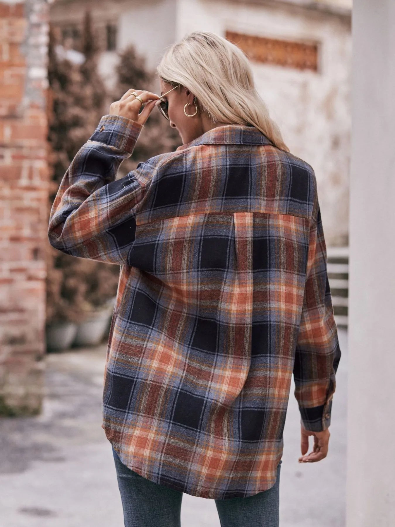 Plaid Button-Down Long Sleeve Shirt - Tigbul's Variety Fashion Shop