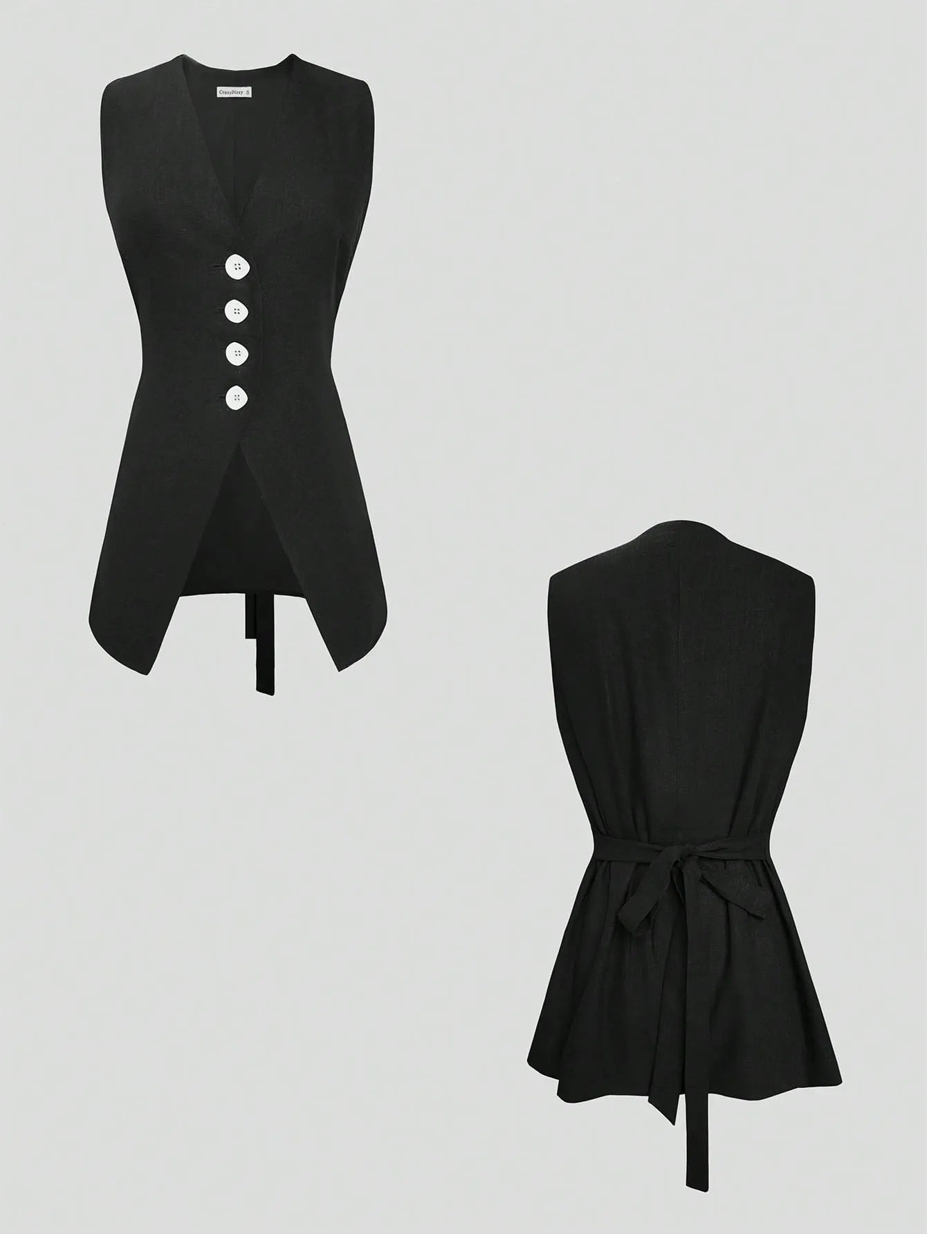 V-Neck Button Detail Vest and Skirt Two-Piece Set - Tigbul's Variety Fashion Shop