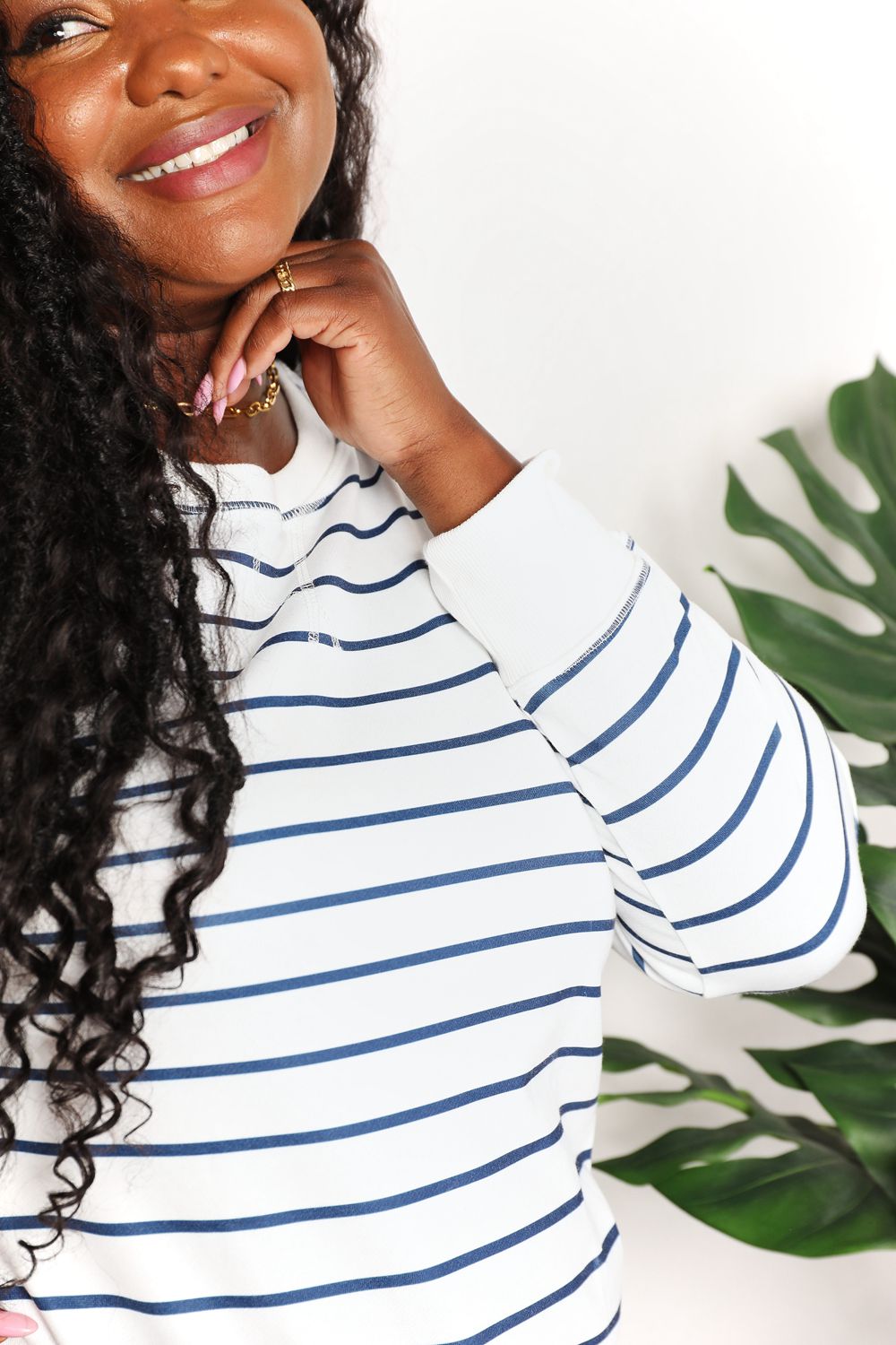 Double Take Striped Long Sleeve Round Neck Top - Tigbul's Variety Fashion Shop