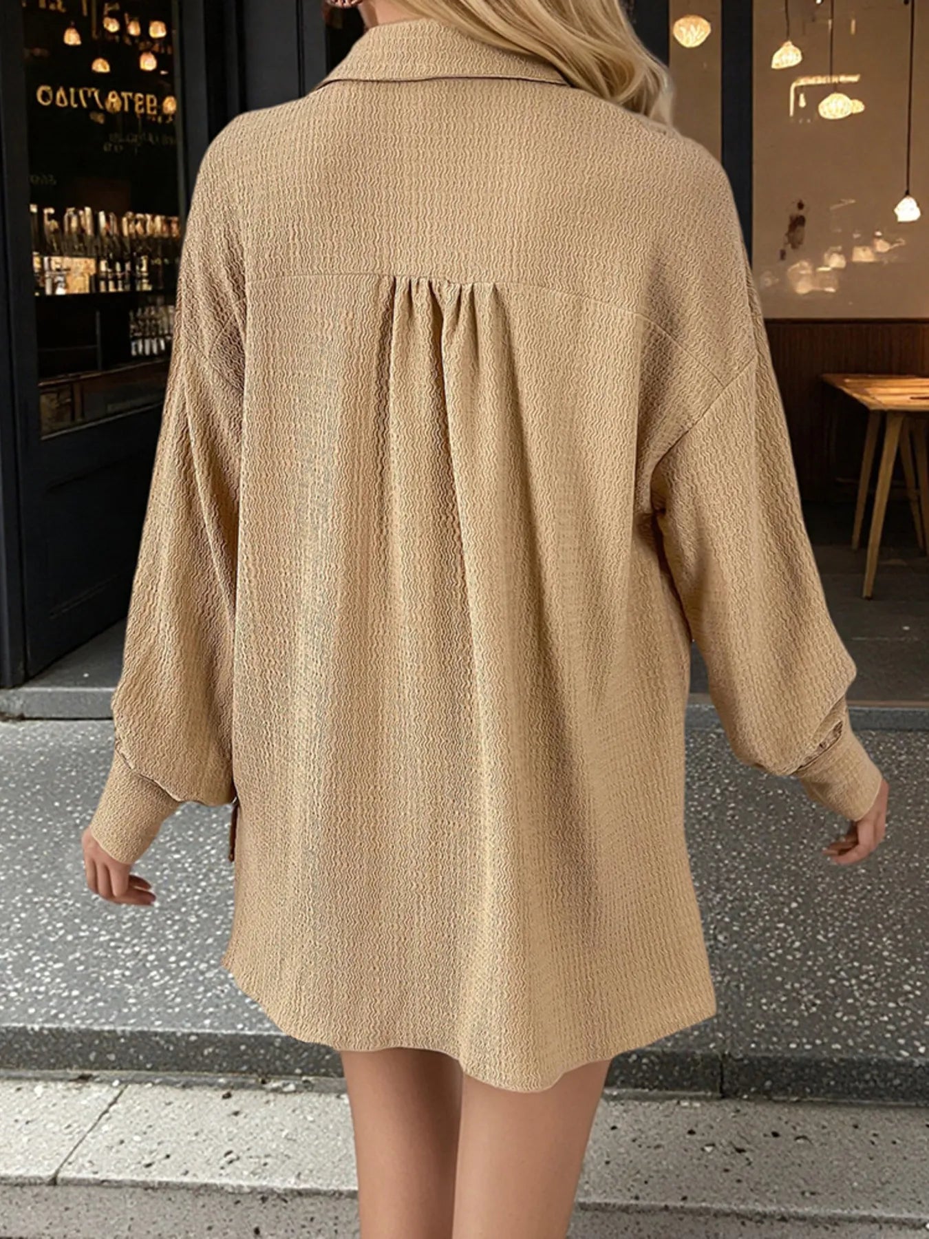 Button Up Long Sleeve Shirt and Shorts Set - Tigbul's Variety Fashion Shop