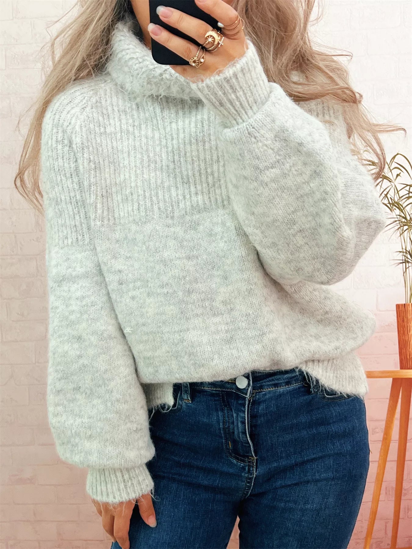 Ribbed Turtleneck Long Sleeve Sweater - Tigbul's Variety Fashion Shop