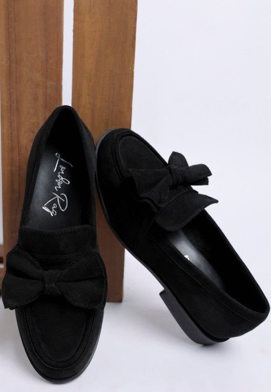 Havisham Bow Accent Heeled Loafers - Tigbul's Variety Fashion Shop