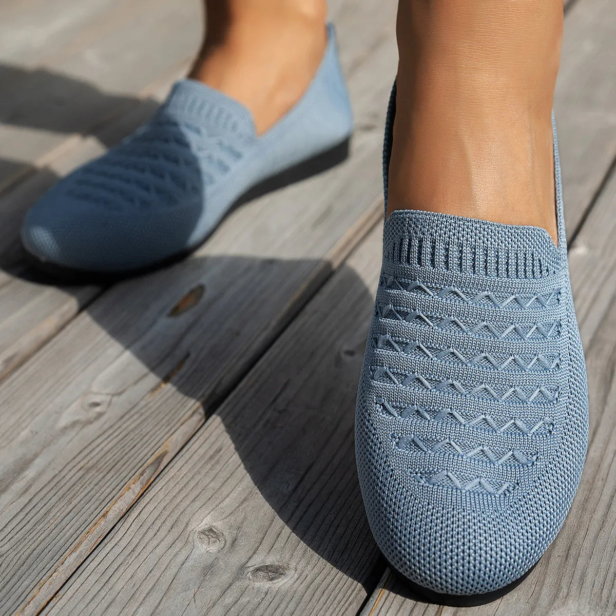 Breathable Knit Slip-On Loafers - Tigbul's Variety Fashion Shop